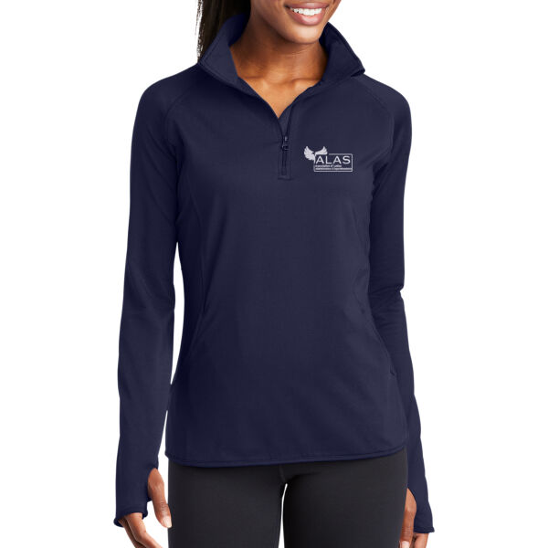 Association of Latino Administrators and Superintendents Embroidered - Ladies Sport Wick ® Stretch 1/4 Zip Pullover Thumbnail