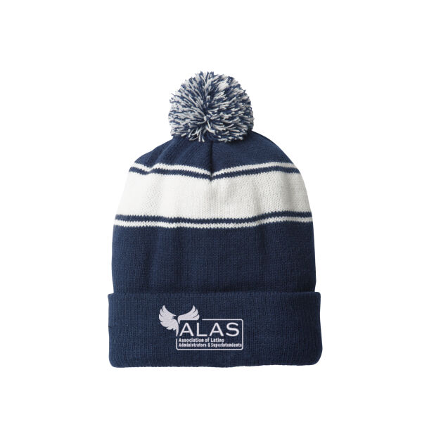 Association of Latino Administrators and Superintendents Embroidered - Stripe Pom Pom Beanie Thumbnail