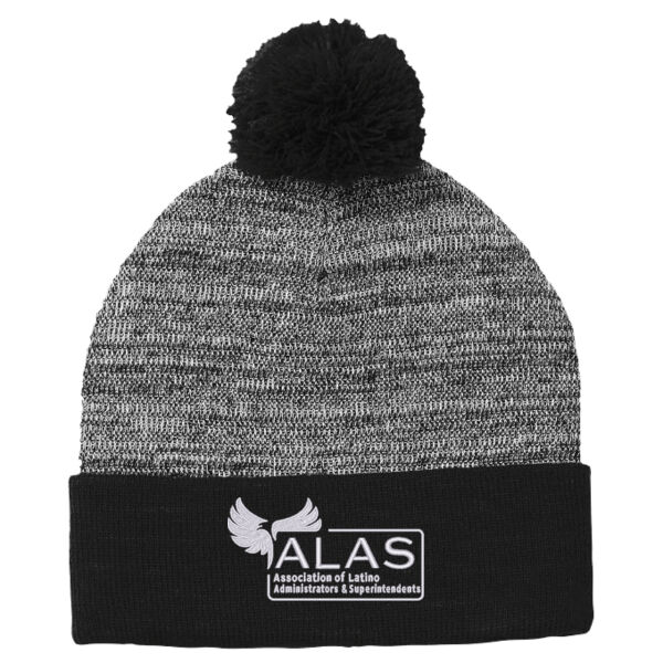 Association of Latino Administrators and Superintendents Embroidered - Heather Pom Pom Beanie Thumbnail